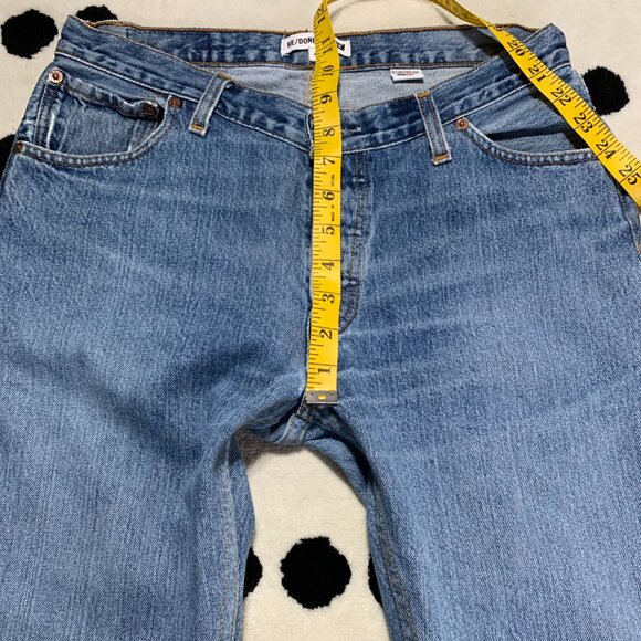 Vintage 90s Levi's X Re/done Faded Distressed Denim Straight Leg Ankle Jeans - Picture 11 of 14